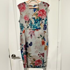 Calvin Klein floral sheath dress with gold zipper detail. New with tags.